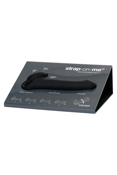 Безремневой нереалистичный страпон Strap-on-me, L, силикон, черный, 25 см + Дисплей