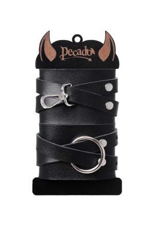 Наручники Pecado BDSM, с двумя перекрёстными ремешками, сцепка - оригинальный карабин